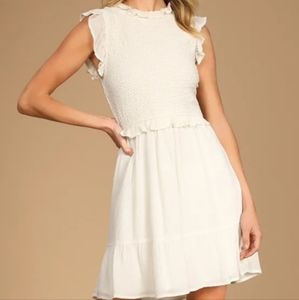 Lulu's White Ruffled Mini Dress BNWT XL